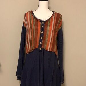 DAVI & DANI Multicolor Striped Knit Top size large euc